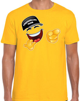 Vrijgezellenfeest T-shirt voor heren - vrijgezellen team - geel - Sjaak L