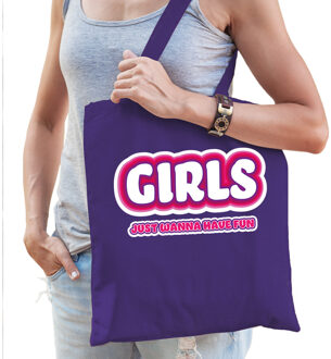 vrijgezellenfeest tas - katoen - 42 x 38 cm - paars - Girls Fun