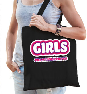 vrijgezellenfeest tas - katoen - 42 x 38 cm - zwart - Girls Fun