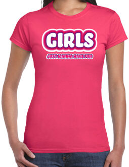 vrijgezellenfeest verkleed t-shirt dames - Girls Fun - fuchsia - bachelorette L