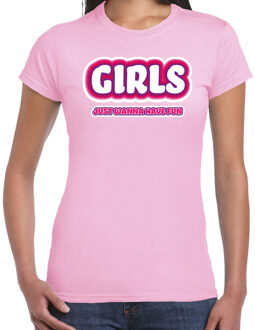 vrijgezellenfeest verkleed t-shirt dames - Girls Fun - lichtroze - bachelorette M