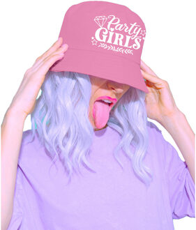 Vrijgezellenfeest vissershoedje - dames - roze - Party Girls - team bride
