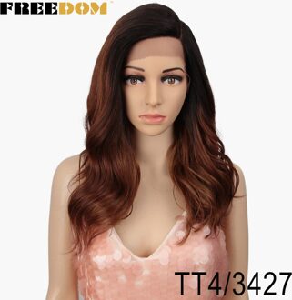 Vrijheid Synthetische Lace Pruik 20 Inche Body Wave Ombre Blond 613 Asymmetrie Pruiken Voor Zwarte Vrouwen Hittebestendige Mode Pruik TT4-3427