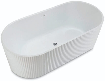 Vrijstaand Bad Luca Sanitair Primo Acryl 170x80x58 cm Incl. Afvoerset Mat Wit met Ribbel