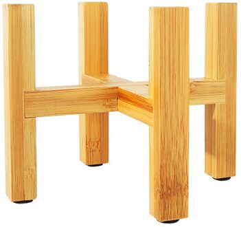 Vrijstaande Bonsai Houder Huis Balkon Bamboe Houten Bloempot Houder Met Voet Pad Glad Oppervlak Moderne Plank Voor Kantoor M 14.3x11CM