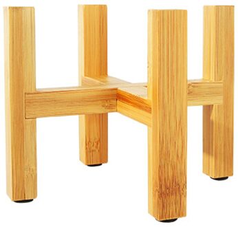 Vrijstaande Bonsai Houder Huis Balkon Bamboe Houten Bloempot Houder Met Voet Pad Glad Oppervlak Moderne Plank Voor Kantoor S 12.3x9CM