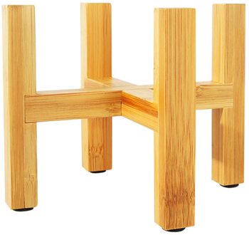 Vrijstaande Bonsai Houder Huis Balkon Bamboe Houten Bloempot Houder Met Voet Pad Glad Oppervlak Moderne Plank Voor Kantoor SL 25.8x16CM
