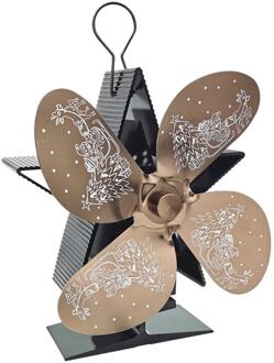 Vrolijk Kerst Vijfpuntige Ster Haard Ventilator Kachel Ventilator Blower Warmte Aangedreven Kachel Fan Log Hout Brander Aluminiumoxide Blades fan 04