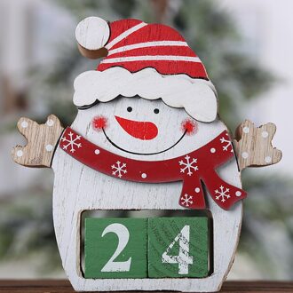 Vrolijk Kerstfeest Count Down Advent Kalender Blokken, Dagen Totdat Kerst, Houten Sneeuwpop Oude Man Elanden Ornamenten Decoratie sneeuwman