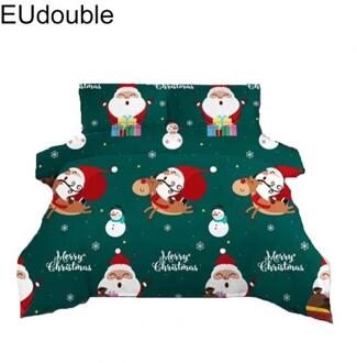Vrolijk Kerstfeest Kerstman Herten Sneeuwpop Bed Dekbedovertrek Kussensloop Beddengoed Set EU dubbele