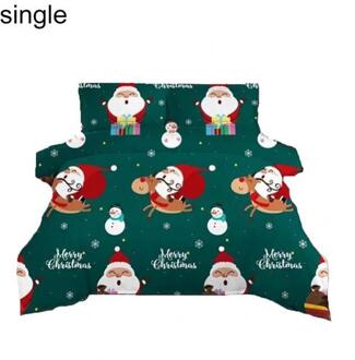 Vrolijk Kerstfeest Kerstman Herten Sneeuwpop Bed Dekbedovertrek Kussensloop Beddengoed Set single