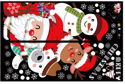 Vrolijk Kerstfeest Muurstickers Verwijderbare Kerstman Sneeuwpop Muurschilderingen Vensterglas Decal Jaar Sticker