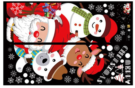 Vrolijk Kerstfeest Muurstickers Verwijderbare Kerstman Sneeuwpop Muurschilderingen Vensterglas Decal Jaar Sticker