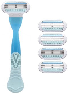 Vrouw 3 Layer Scheermesje Scheren Manual Scheerapparaat Met 5Pcs Vervanging Hoofd
