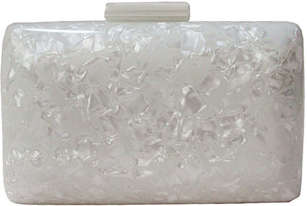 Vrouw Acryl Portemonnee Kleine Bruiloft Handtas Luxe Marmer Wit Effen EveningBag Vrouw Partij Prom Casual Clutch
