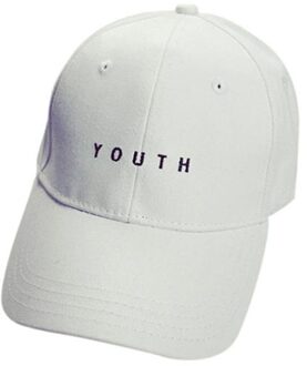 Vrouw Borduurwerk Katoenen Baseball Cap Jongens Meisje Snapback Hiphop Platte Hoed Katoen Brief Baseball Cap Mode Wilde Hoed wit