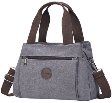 Vrouw Canvas Handtassen Casual Dame Zwervers Enkele Schoudertassen Meisjes Crossbody Pack Vintage Solid Multi-Pocket Dames Bakken Bolsas grijs