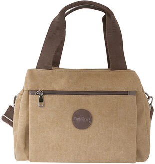 Vrouw Canvas Handtassen Casual Dame Zwervers Enkele Schoudertassen Meisjes Crossbody Pack Vintage Solid Multi-Pocket Dames Bakken Bolsas khaki