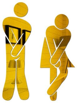 Vrouw & Man Wc Teken Spiegel Muursticker 3D Verwijderbare Badkamer Spiegel Stickers Voor Home Hotel Washroom Deur Teken Spiegel sticker Goud