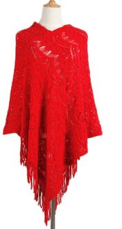 Vrouw Mantel Hollow Out Herfst Trui Europese Stijl Kerst Trui Rood Wit Lady Trui Tops