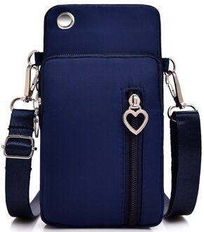 Vrouw Messenger Bag Mini Schoudertas Diagonaal Multifunctionele Mobiele Telefoon Zak Outdoor Oortelefoon Pouch Sport Crossbag Tas diep blauw