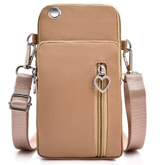 Vrouw Messenger Bag Mini Schoudertas Diagonaal Multifunctionele Mobiele Telefoon Zak Outdoor Oortelefoon Pouch Sport Crossbag Tas khaki