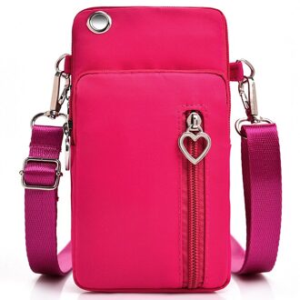 Vrouw Messenger Bag Mini Schoudertas Diagonaal Multifunctionele Mobiele Telefoon Zak Outdoor Oortelefoon Pouch Sporttas heet roze