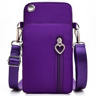 Vrouw Messenger Bag Mini Schoudertas Diagonaal Multifunctionele Mobiele Telefoon Zak Outdoor Oortelefoon Pouch Sporttas paars