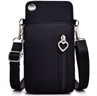 Vrouw Messenger Bag Mini Schoudertas Diagonaal Multifunctionele Mobiele Telefoon Zak Outdoor Oortelefoon Pouch Sporttas zwart