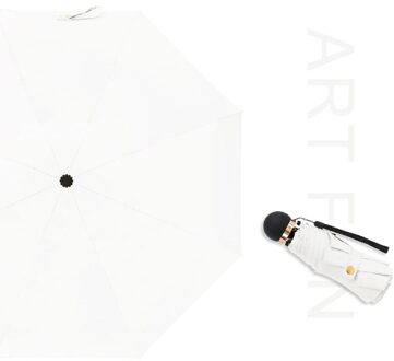 Vrouw Mini Pocket Paraplu Voorkomen Uv Regendicht Vijf Opvouwbare Dames Zon Kleine Paraplu Draagbare Voor Meisje Kid wit