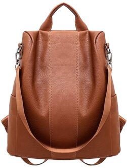 Vrouw Schooltas Anti-Diefstal Rugzak Casual Wild Zacht Leer Tweeërlei Gebruik Kleine Rugzak Mochilas Escolares bruin
