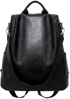 Vrouw Schooltas Anti-Diefstal Rugzak Casual Wild Zacht Leer Tweeërlei Gebruik Kleine Rugzak Mochilas Escolares zwart