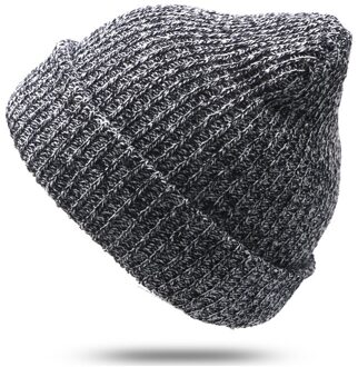 Vrouw Winter Warm Hoeden Mode Toevallige Effen Kleur Beanie Hoed Dikkere Gebreide Caps Hip Hop Hoed Beanie Slouchy Skullies Mutsen Donkergrijs
