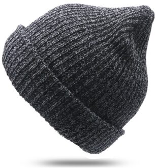 Vrouw Winter Warm Hoeden Mode Toevallige Effen Kleur Beanie Hoed Dikkere Gebreide Caps Hip Hop Hoed Beanie Slouchy Skullies Mutsen zwart