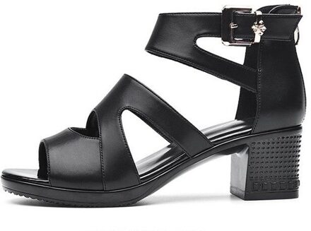 Vrouw Zomer Sandalen Romeinse Vis Mond Vrouwen Dikke Hak Hoge Hakken Schoenen Dikke Zool Veelzijdige Midden Hak vrouwen Schoenen 41