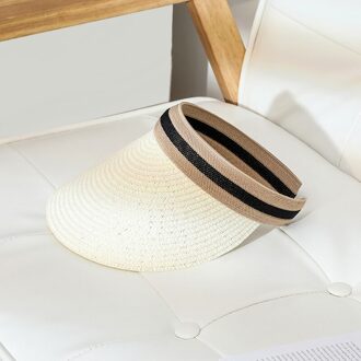 Vrouw Zon Hoeden Hand Made Diy Straw Visor Caps Volwassen Zomer Cap Toevallige Schaduw Hoed Lege Top Hat strand Accessoires Ivoor
