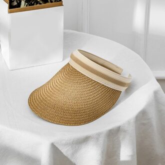 Vrouw Zon Hoeden Hand Made Diy Straw Visor Caps Volwassen Zomer Cap Toevallige Schaduw Hoed Lege Top Hat strand Accessoires khaki