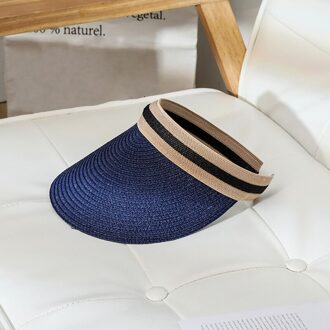 Vrouw Zon Hoeden Hand Made Diy Straw Visor Caps Volwassen Zomer Cap Toevallige Schaduw Hoed Lege Top Hat strand Accessoires marine blauw