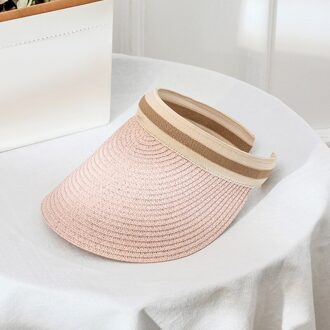Vrouw Zon Hoeden Hand Made Diy Straw Visor Caps Volwassen Zomer Cap Toevallige Schaduw Hoed Lege Top Hat strand Accessoires Roze