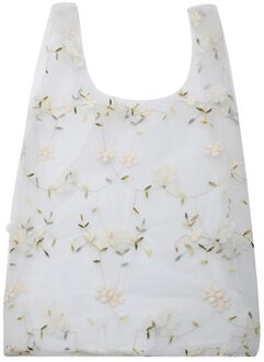 Vrouwelijke Bloem Borduurwerk Handtas Organza Casual Tote Mesh Boodschappentassen Vrouw Handtassen Eco Bag Bolsa Sac Tassen Шоппер 3
