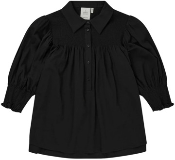 Vrouwelijke blouse met prachtige smokdetails Munthe , Black , Dames - L