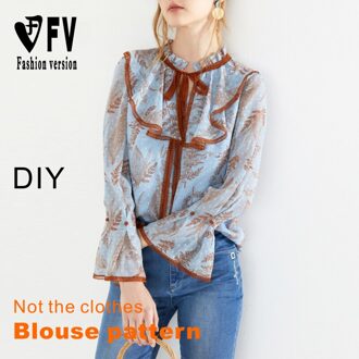 Vrouwelijke Bodem Lange Mouwen Patroon Effect Tekening Naaien Tekening 1:1 Kledingstuk Maken Patroon BCY-156 Size 5XL