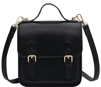 Vrouwelijke Effen Kleur Tote Bag Pu Leer Vrouwen Handtassen Vintage Schouder Messenger Bags 4 kleuren zwart