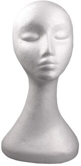 Vrouwelijke Plastic Vlakte Gezicht Mannequin Mannequin Hoofd Model Pruik Zonnebril Lenzenvloeistof Hoed Cap Display Stander-Wit Zwart Huidskleur