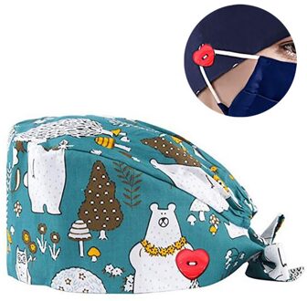 Vrouwelijke Scrub Cap Met Knoppen Bouffant Hoed Met Zweetband Voor Dames En Heren Gorros Quirurgicos Bloemen Bouffant Mutsen