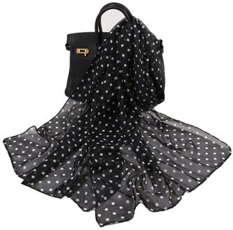 Vrouwelijke Sjaal Vintage Polka Dot Elegante Dame Zijden Sjaal Zonnebrandcrème Lichtgewicht Bib Sjaal Lente Zomer Golf Punt Chiffon Sjaals