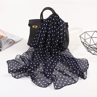 Vrouwelijke Sjaal Vintage Polka Dot Elegante Dame Zijden Sjaal Zonnebrandcrème Lichtgewicht Bib Sjaal Lente Zomer Golf Punt Chiffon Sjaals