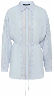 Vrouwelijke tuniek overhemd met kant details Bruuns Bazaar , Blue , Dames - Xl,L,M,S,Xs