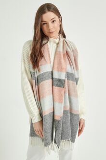 Vrouwelijke Zalm Karma Gestreepte Dikke Sjaal Seizoen Zomer Kleding Elegante Casual Gestreepte