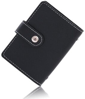Vrouwen 26 Kaarten Tas Slanke Pu Lederen Id Credit Card Holder Pocket Case Purse Wallet Business zwart